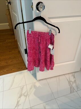 Joules Hot Pink Mini Skirt with White Dot Print